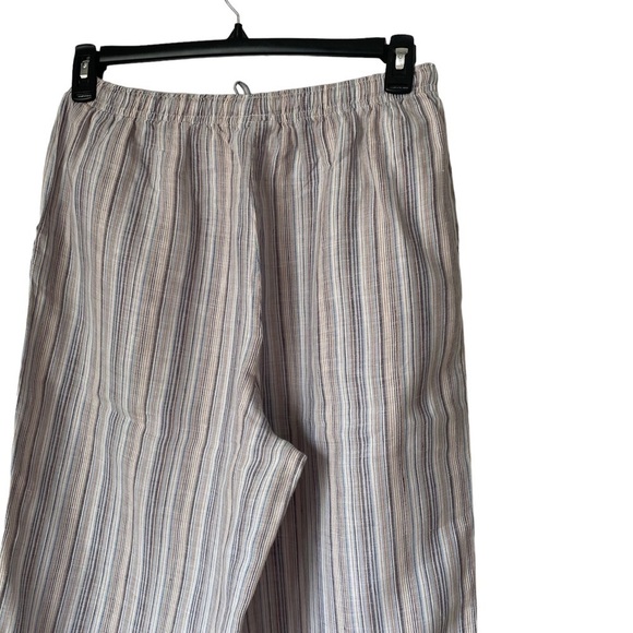 TSD Two Star Dog Women’s Stripped 100 % Linen Drawstring Waist Wide Leg Pants M - Picture 6 of 6